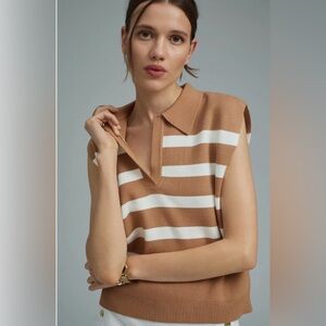 NWT Anthropologie Maeve Knit Striped Collared Boxy Tank